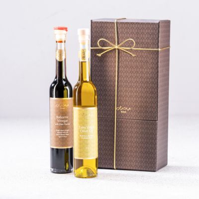 Geschenkset mit Olivenöl und Dattel-Balsamico