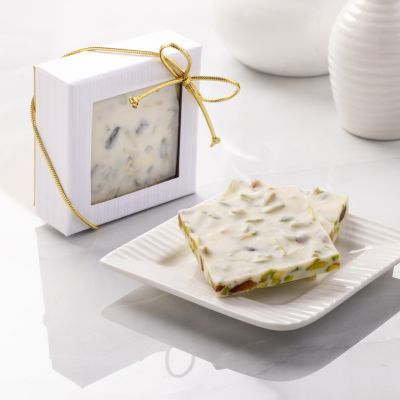 Medjool Pistachio White Chocolate Bark