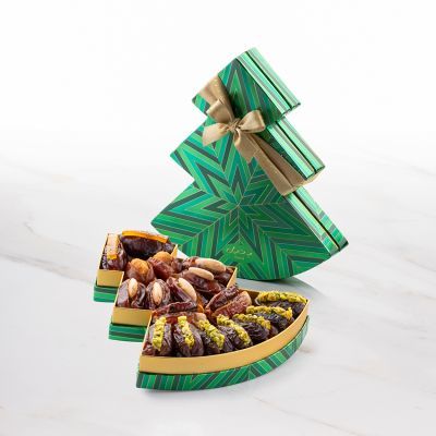 Christmas Tree Box Green Small Filled Dates