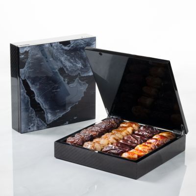 Carbon Fibre Gulf Map Gift Set - Plain Dates - Small