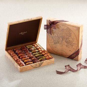 Weltkarte Geschenkset - Gefüllte Datteln - Mittel